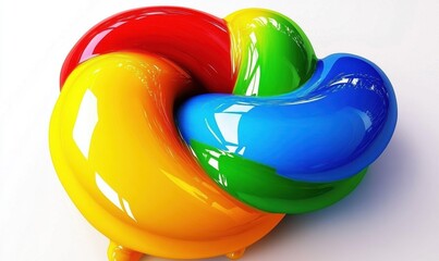 Colorful paint knot abstract design, white background;  website graphic