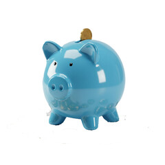 piggy bank and money coin savings isolated on white background 