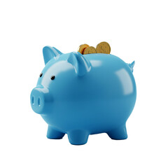 piggy bank and money coin savings isolated on white background 
