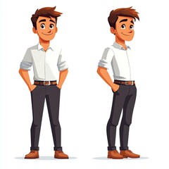Cartoon Man Illustration: Confident and Stylish Businessman Character