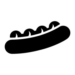 A Delicious Hot Dog with Relish Toppings A Simple Black and White Icon
