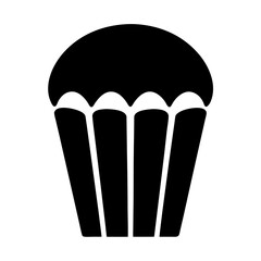 A Simple Black Silhouette Image of a Cupcake or Muffin with a Unique Design