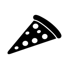 A Simple Black and White Icon of a Single Slice of Pizza