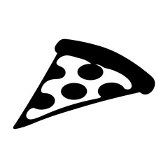 A Simple Black and White Illustration of a Single Slice of Pizza