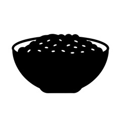 A black and white image of a bowl filled with lentils or similar legumes