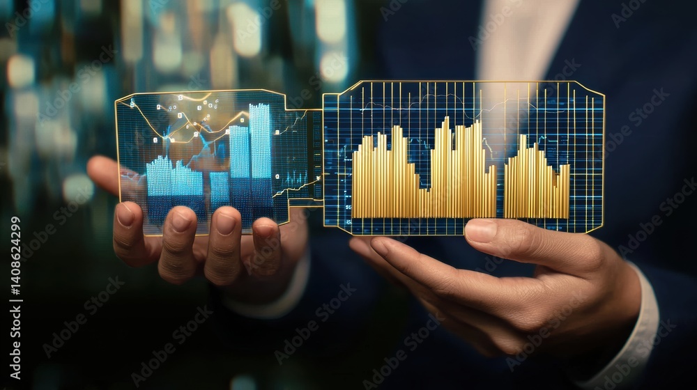 Poster analyzing data trends and insights business environment digital visualization professional perspecti