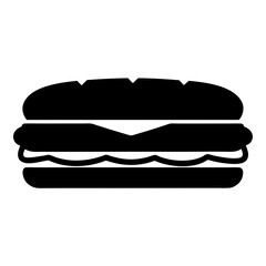 Delicious Sub Sandwich Icon Black and White Graphic Design