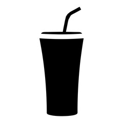 Black silhouette of a tall beverage cup with a straw