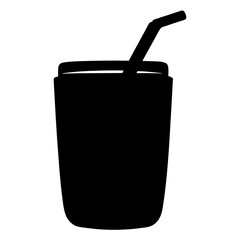 Silhouette of a Glass with a Straw A simple black and white illustration of a beverage