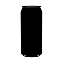 A Black and White Silhouette of a Single Aluminum Can for Soda or Beer
