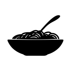 A Delicious Bowl of Spaghetti with a Spoon a Simple Black and White Icon Graphic