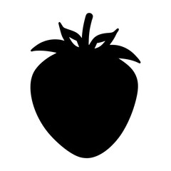 A Simple Black Silhouette of a Strawberry Fruit Icon Vector Graphic Image