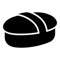 Black and white illustration of a single piece of sushi nigiri
