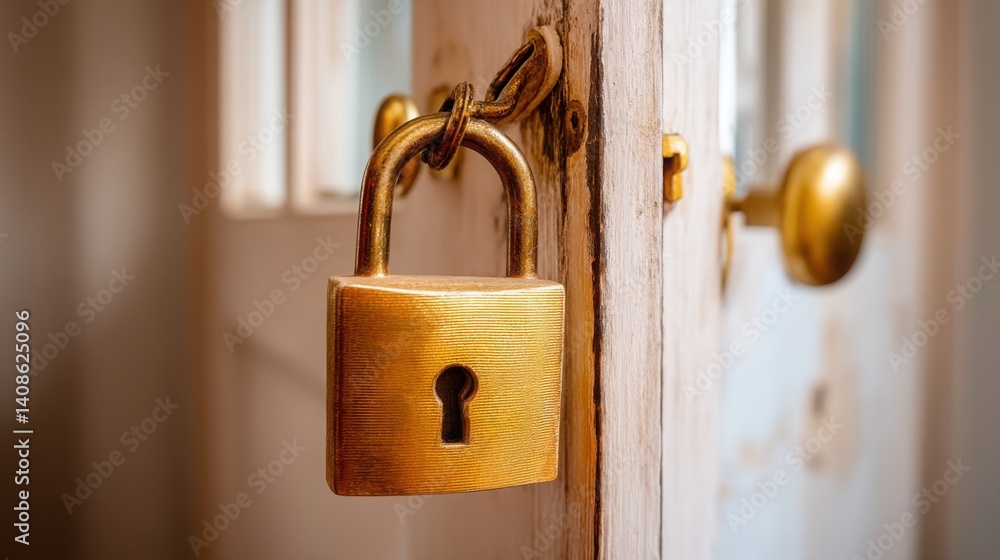 Aufkleber a close-up of a padlock on a door representing security and privacy during the loading of important 