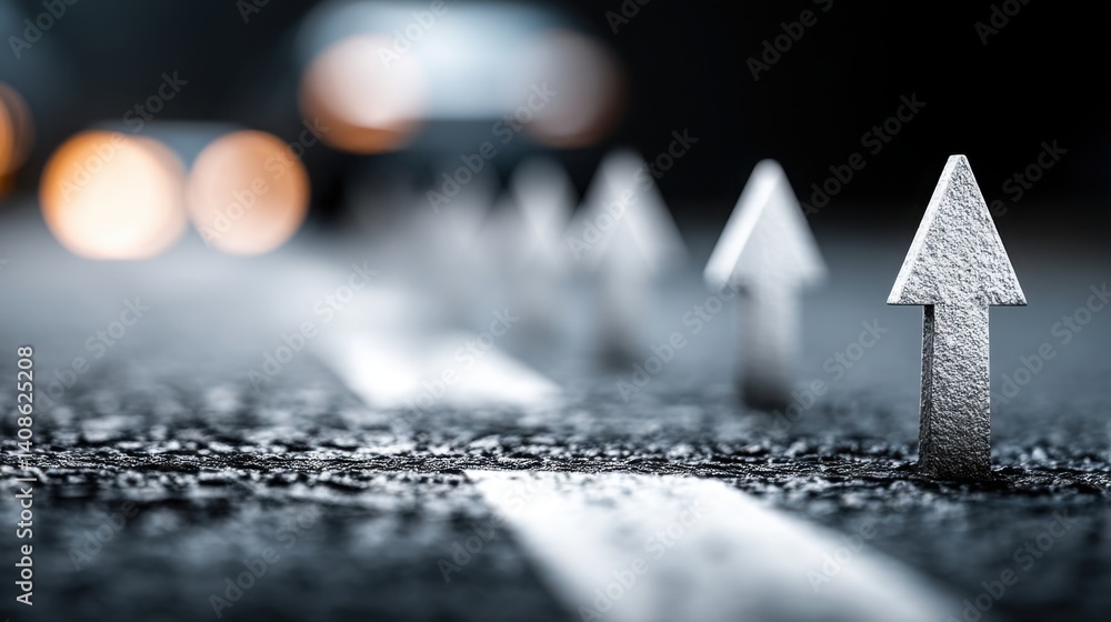Poster sleek silver arrow set against a black background demonstrating directional automation in payment wo