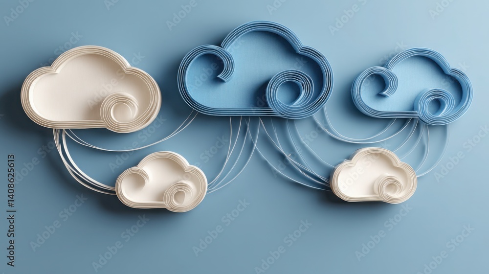 Aufkleber cloud forming against a bright blue background symbolizing communication and data processing in digi