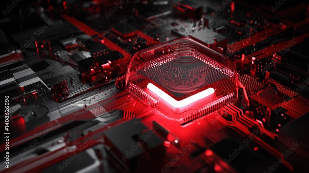 Poster detailed view of a computer processor in a cyber finance vault environment showcasing advanced techn