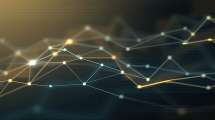 Glowing lines and nodes create an abstract representation of a digital network showcasing connections in a mesmerizing display of technology at dusk