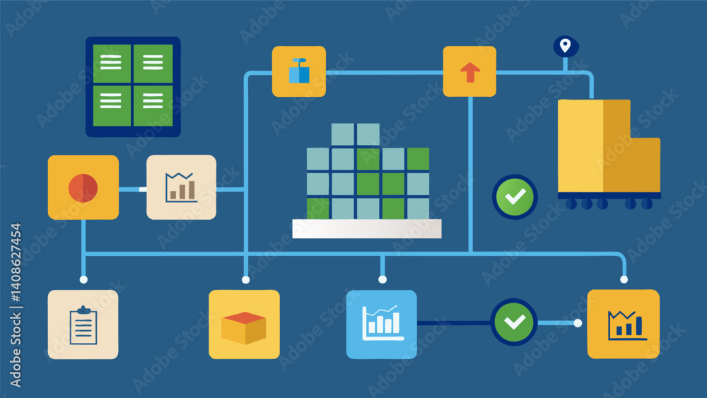 Poster a supply chain data matrix displaying realtime information on production costs lead times and invent