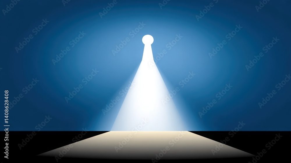 Poster glowing beam of light emanating from a keyhole at the center of a digital data stream in a futuristi