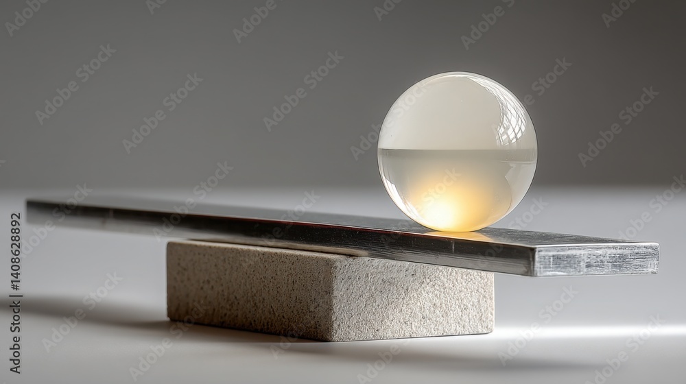 Poster glass sphere positioned elegantly on a table with soft reflections and subtle lighting creating a ca