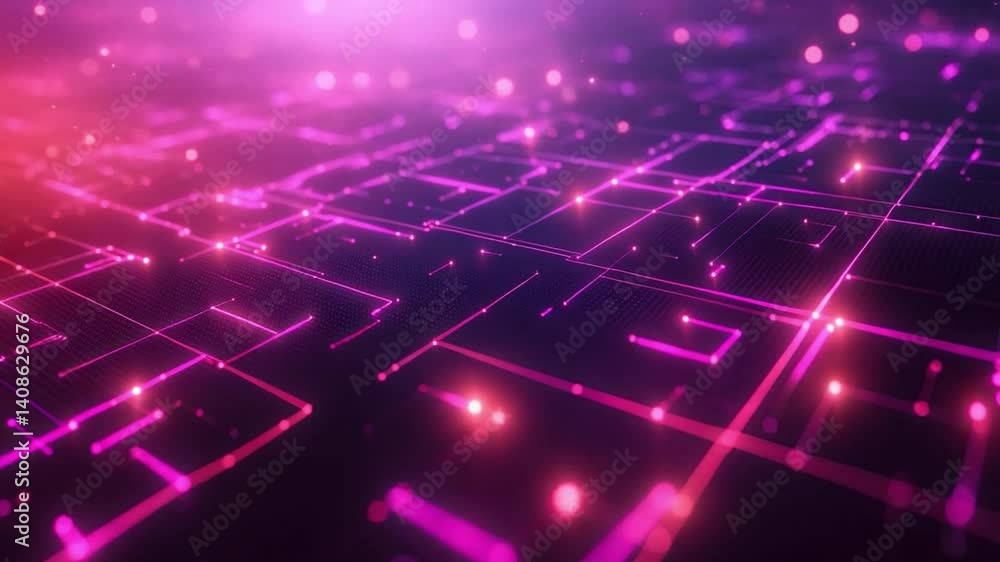Aufkleber vibrant digital landscape glowing lines and nodes create futuristic network in abstract shades of pi