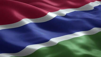 flag of Gambia waving in the wind close up looping video