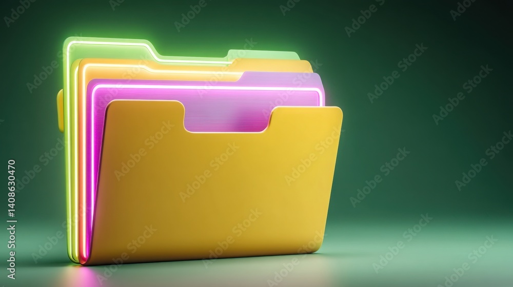 Aufkleber folder set against a glowing green background highlighting notifications and alerts in a modern digi