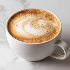 Obraz premium Cappuccino in a classic cup, with visible espresso shot and steamed milk layers - still ceramic food breakfast beverage