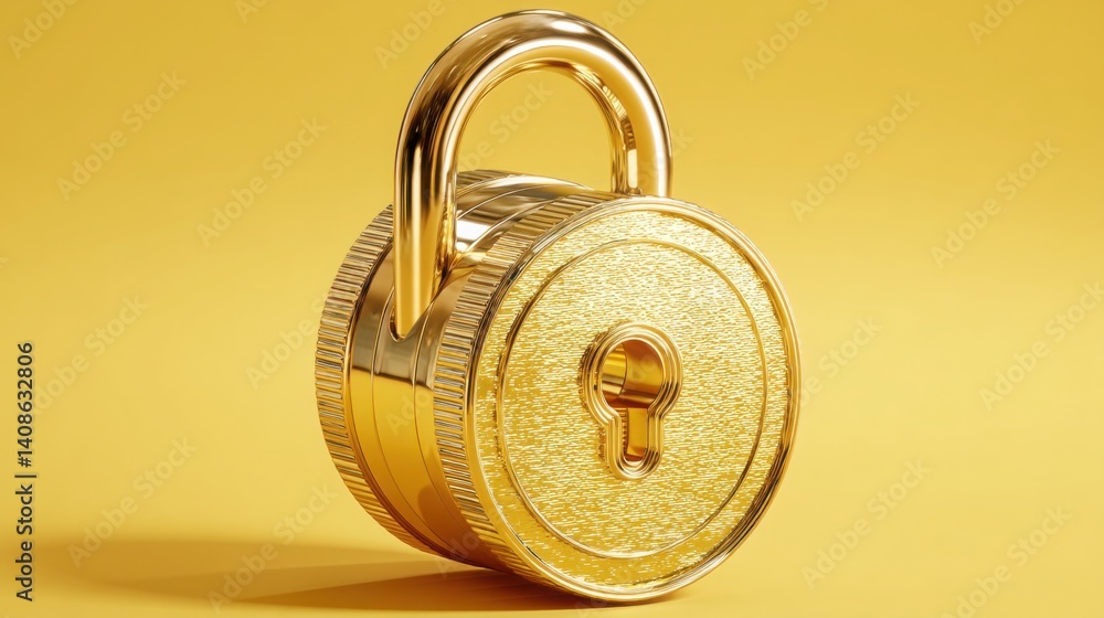 Poster secure payment token locked inside an ai-processed portal with a metallic padlock symbolizing digita