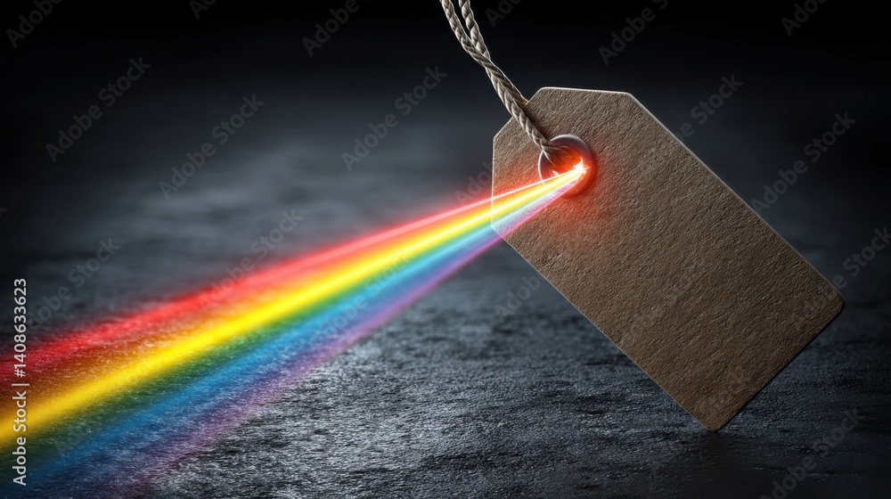 Poster enchanting rainbow colored light emitting from a string creating a magical and captivating visual ex