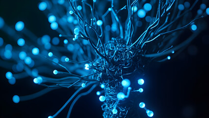 Futuristic Blue Network of Glowing Nodes
