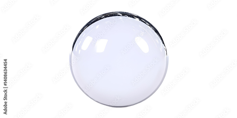 Poster 3D Realistic Rendering of a Glossy White Sphere Against a Black Background