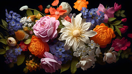 flowers in multi colors from a garden background poster decorative painting 