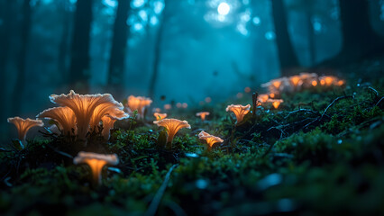 Glowing Mushrooms in Enchanted Forest
