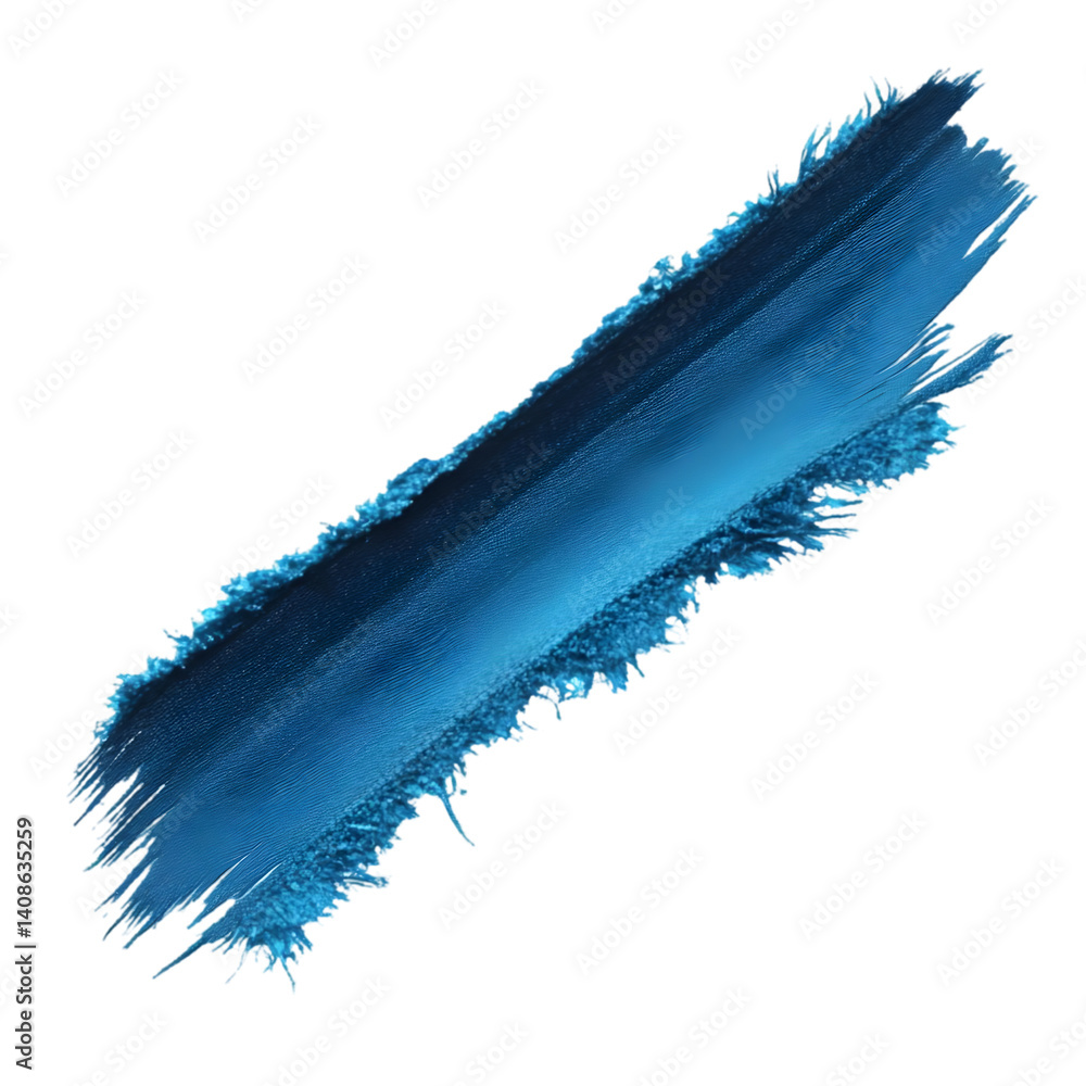 Poster abstract 3d brushstroke in blue with textured surface on transparent background