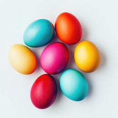 Obraz premium A group of colorful eggs are arranged in a circle