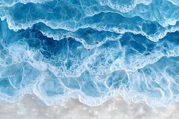 Fototapeta premium Serene Morning at Azure Ocean: Endless Blue Horizons, Soothing Waves, and Inviting Peace for Adventurous Souls