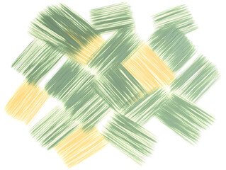 Abstract Brushstroke Illustration with Green and Yellow Overlay on Transparent Background