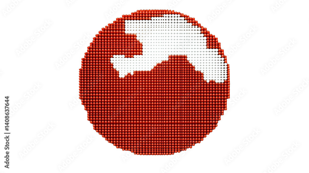 Poster abstract digital art pixelated red circle shape isolated on black background