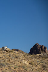 Old abandoned mining building in the desert