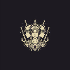Fototapeta premium queen warrior design vector template illustration