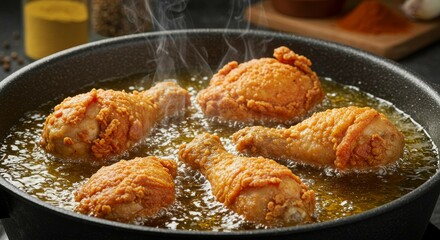 Crispy Fried Chicken Legs in Hot Oil