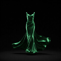 Fototapeta premium beautiful green silk dress on a black background