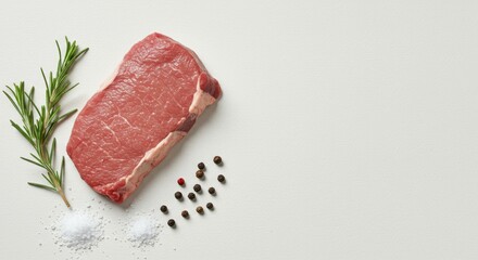 Juicy Steak Ready to Sizzle: Rosemary, Pepper, and Salt Enhancements