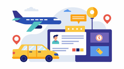 Users can also filter their search results by preferred price range or air taxi type.. Vector illustration