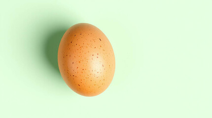 A single egg on a pastel mint green background.