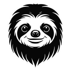 Fototapeta premium Sloth Logo - Minimalist Flat Simple Black Silhouette Logogram for Brand Identity 