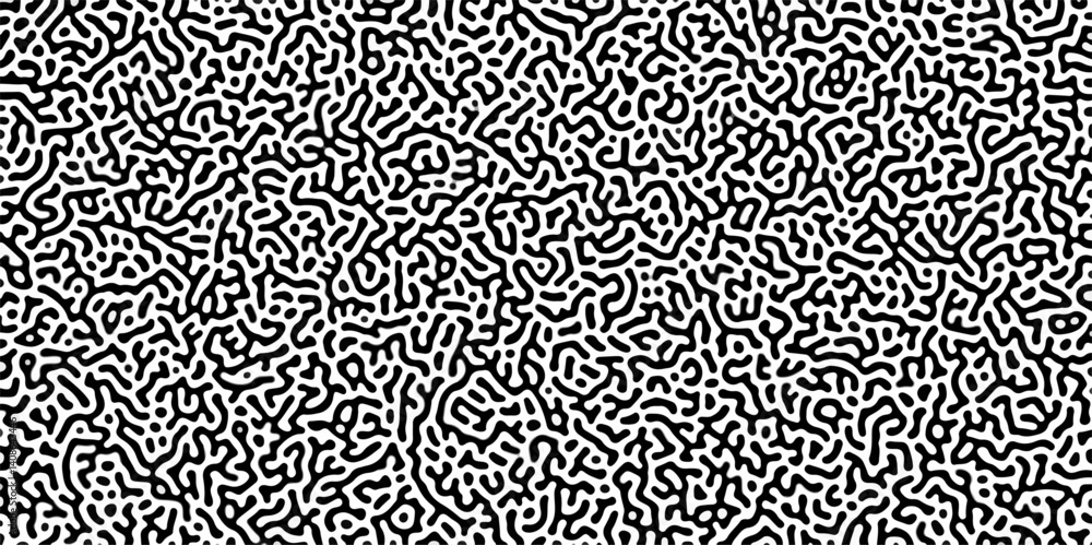 Poster organic seamless patterns with rounded lines diffusion reaction background. monochrome background of
