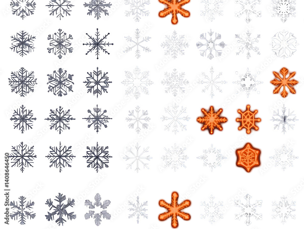Aufkleber array of snowflake designs illustration on transparent background